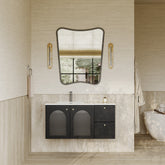 Eden Matt Black Vanity Unit with Fluted Glass & Stone Basin 1000mm