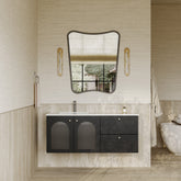 Eden Matt Black Vanity Unit with Fluted Glass & Stone Basin 1200mm