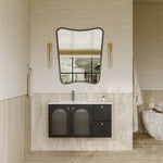 Eden Matt Black Vanity Unit with Fluted Glass & Stone Basin 900mm