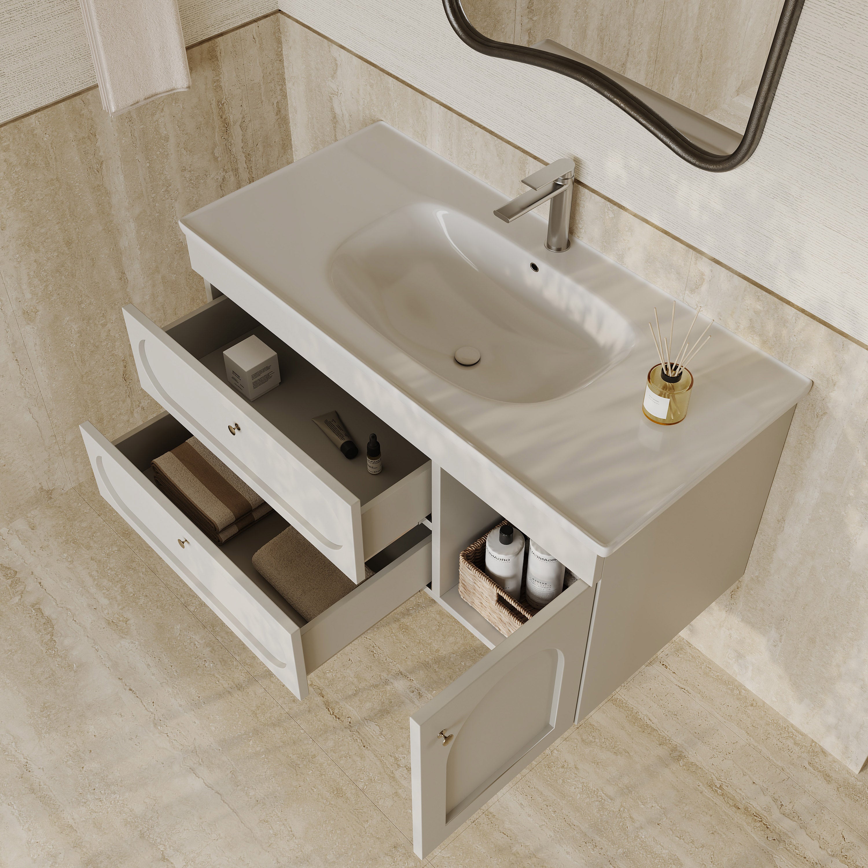 Jolene Matt White Vanity Unit with Ceramic Basin 1000mm