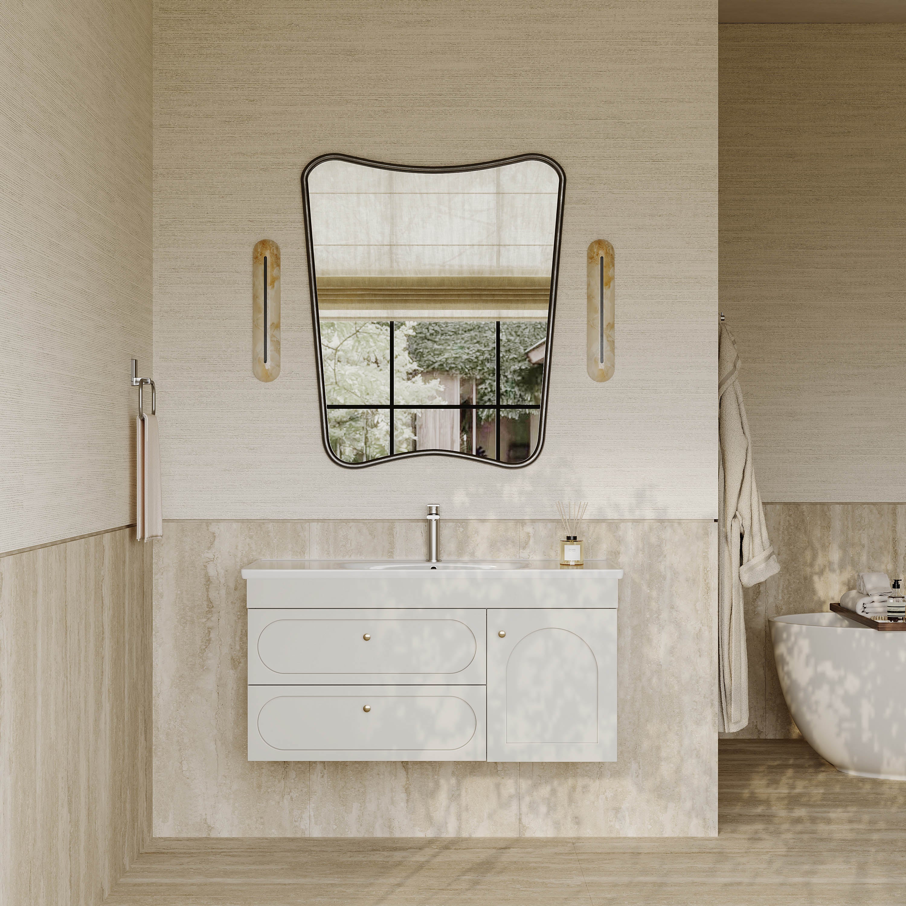 Jolene Matt White Vanity Unit with Ceramic Basin 1000mm