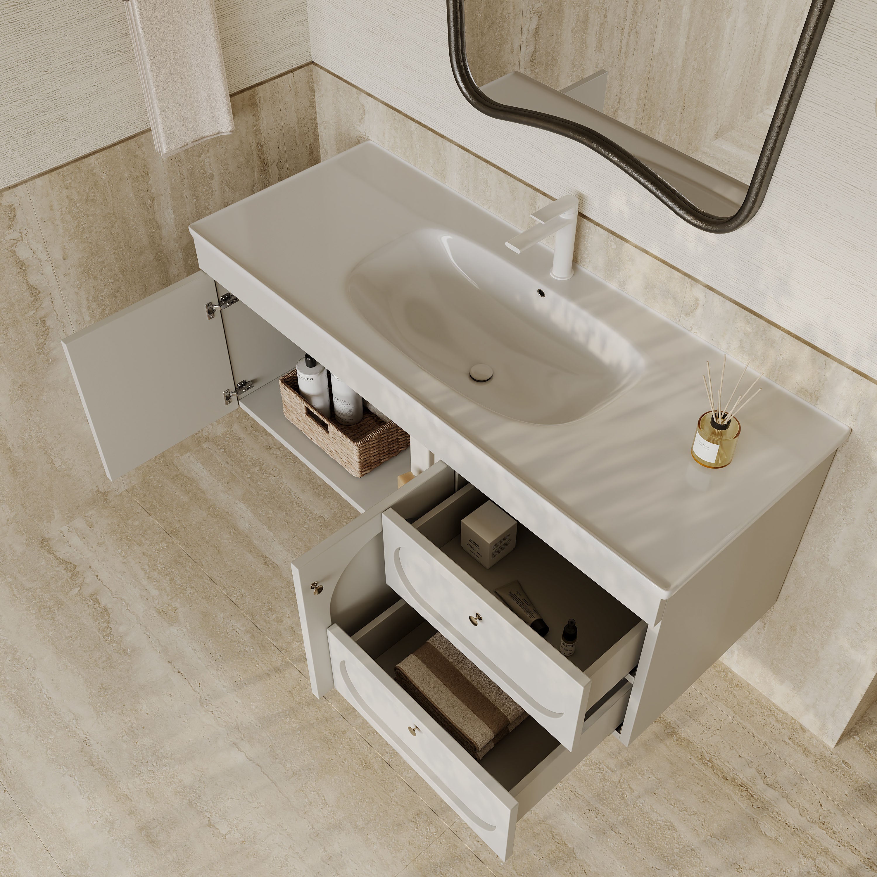 Jolene Matt White Vanity Unit with Ceramic Basin 1200mm