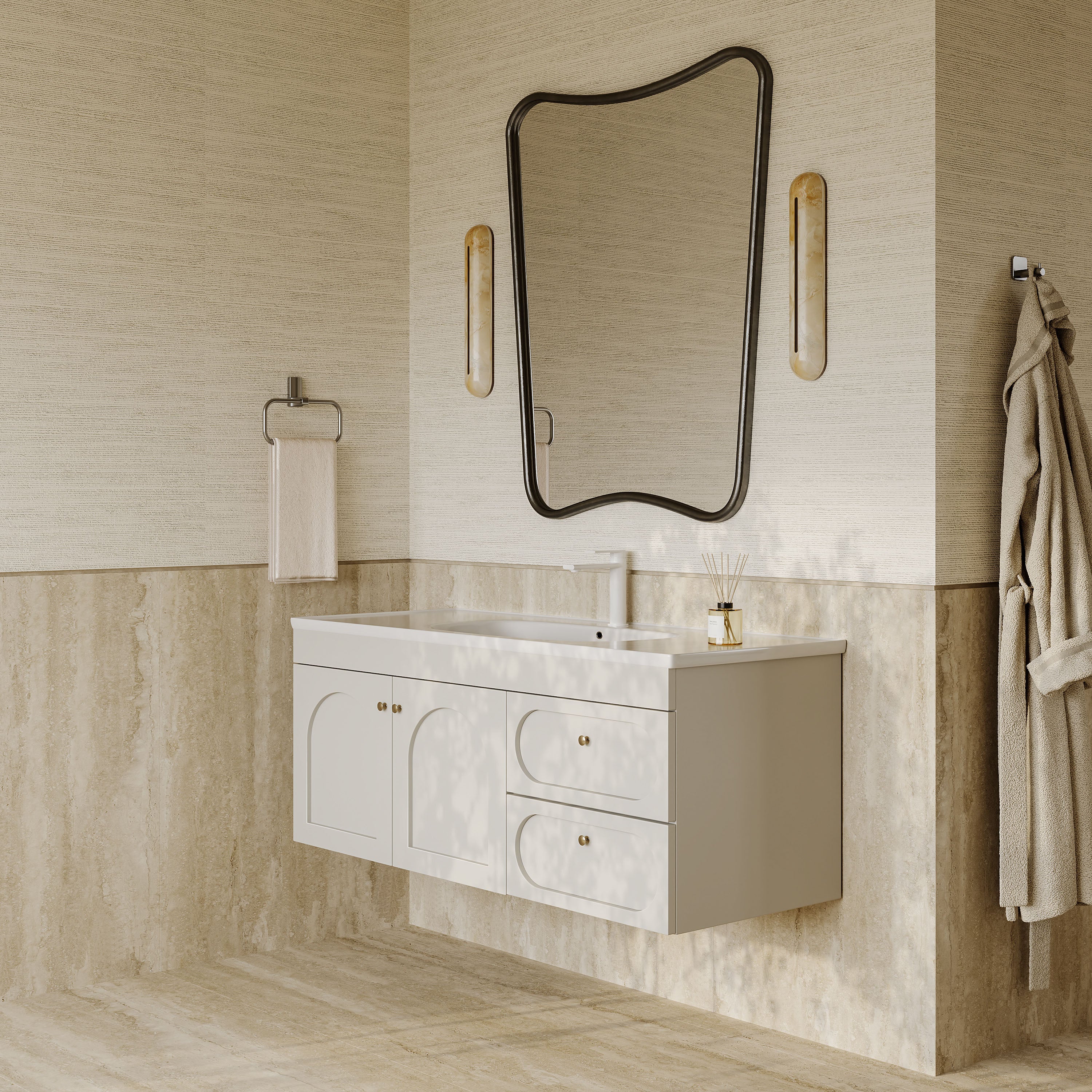 Jolene Matt White Vanity Unit with Ceramic Basin 1200mm