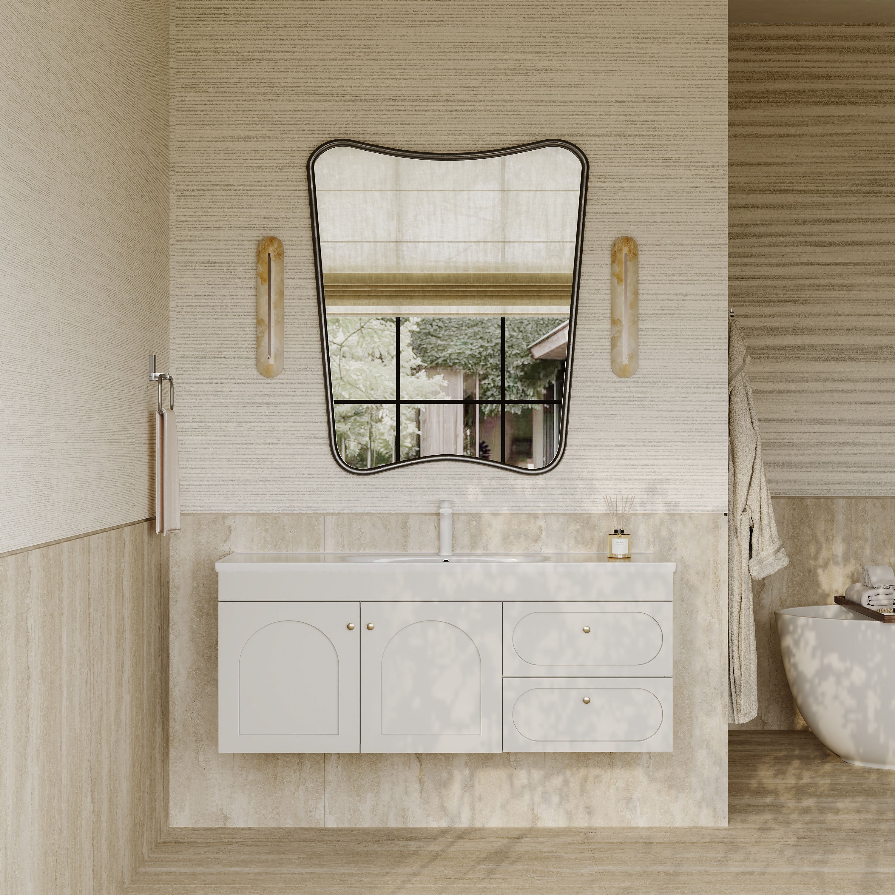 Jolene Matt White Vanity Unit with Ceramic Basin 1200mm