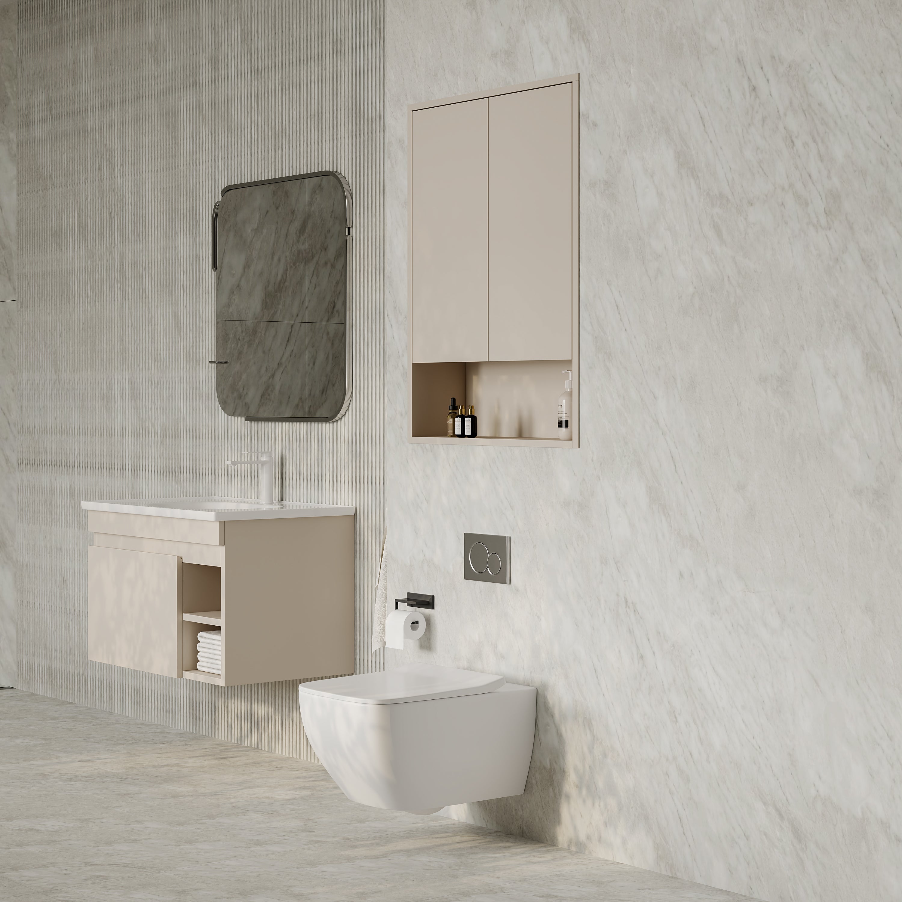 Luna Wall-Mounted Storage Cabinet with Open Shelf