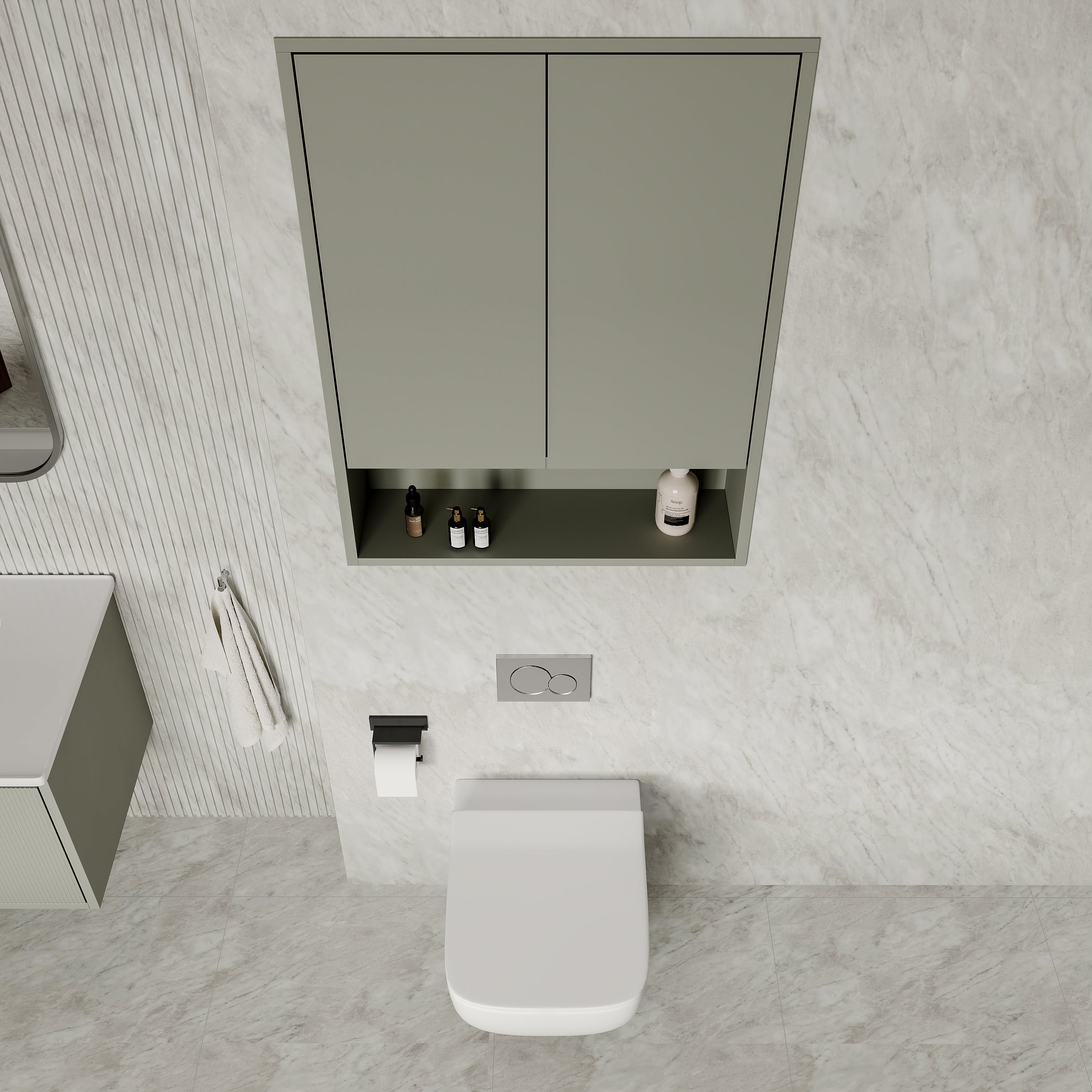 Luna Wall-Mounted Storage Cabinet with Open Shelf