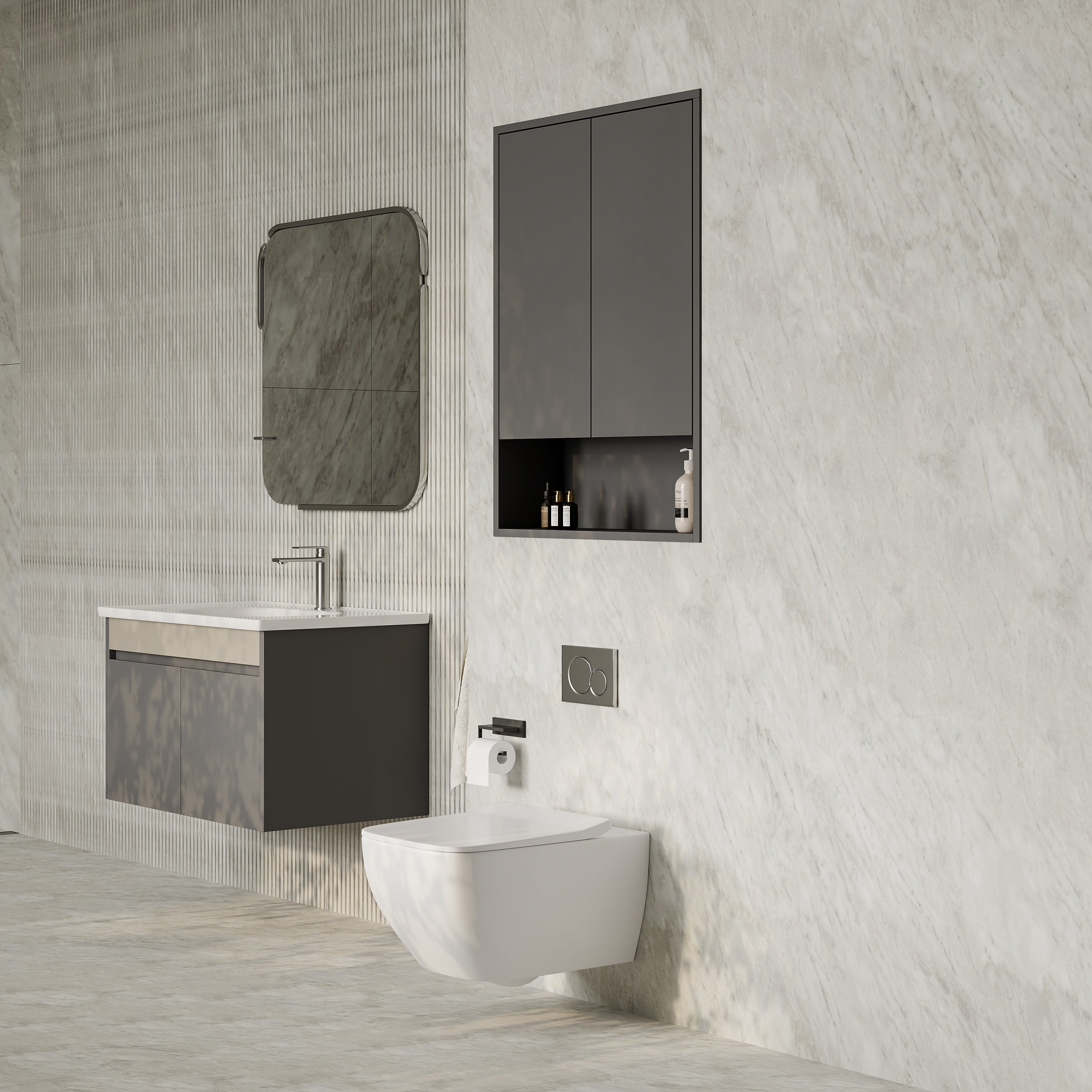 Luna Wall-Mounted Storage Cabinet with Open Shelf