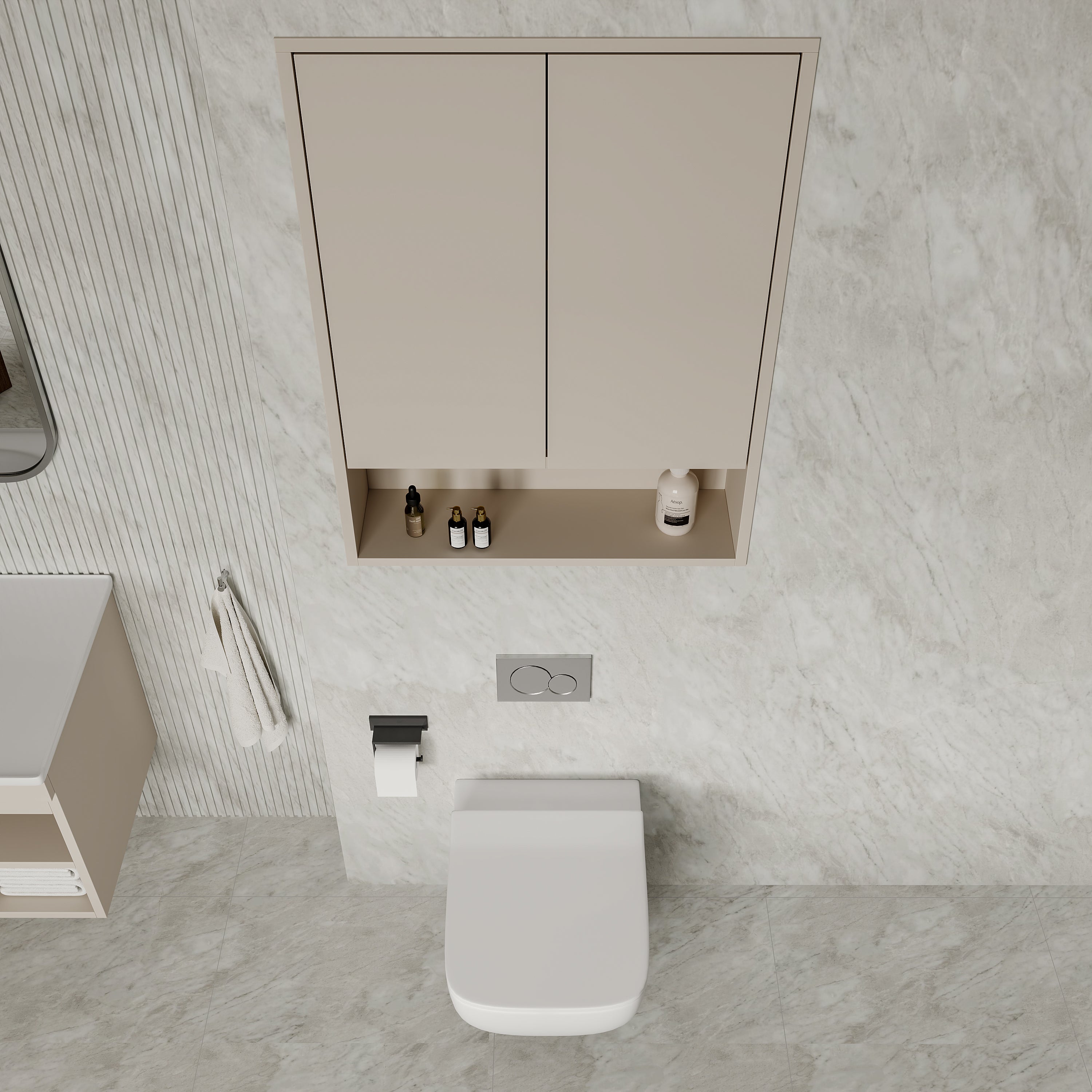 Luna Wall-Mounted Storage Cabinet with Open Shelf